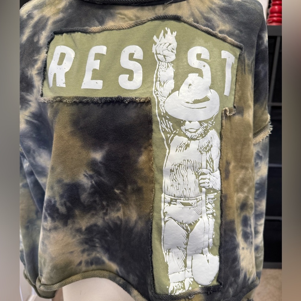 Upcycled POL Sweatshirt with Smokey Bear Resist #232 - Picture 2 of 5